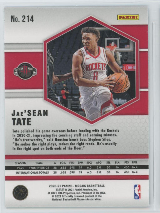 2020 Panini Mosaic Basketball # 214 Jae'Sean Tate RC Houston Rockets - Collectible Craze America