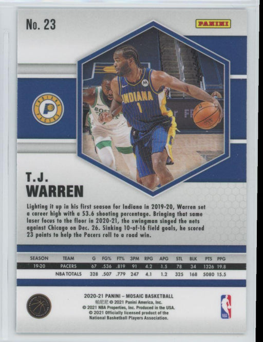 2020 Panini Mosaic Basketball # 23 TJ Warren Indiana Pacers - Collectible Craze America