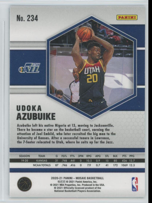 2020 Panini Mosaic Basketball # 234 Udoka Azubuike RC Utah Jazz - Collectible Craze America