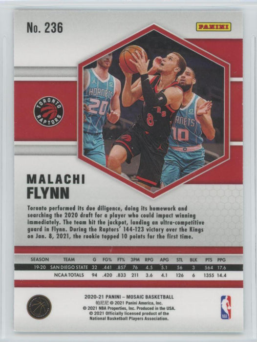 2020 Panini Mosaic Basketball # 236 Malachi Flynn RC Toronto Raptors - Collectible Craze America