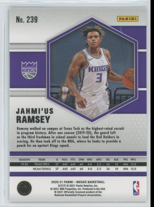 2020 Panini Mosaic Basketball # 239 Jahmi'us Ramsey RC Sacramento Kings - Collectible Craze America