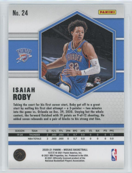 2020 Panini Mosaic Basketball # 24 Isaiah Roby Oklahoma City Thunder - Collectible Craze America