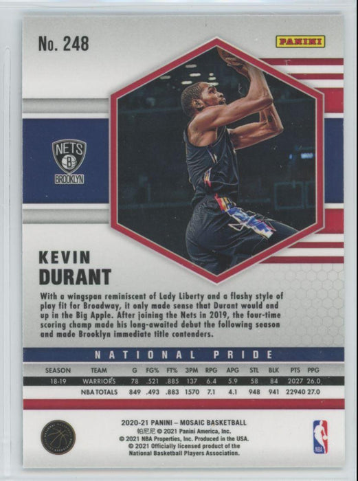 2020 Panini Mosaic Basketball # 248 Kevin Durant Brooklyn Nets - Collectible Craze America