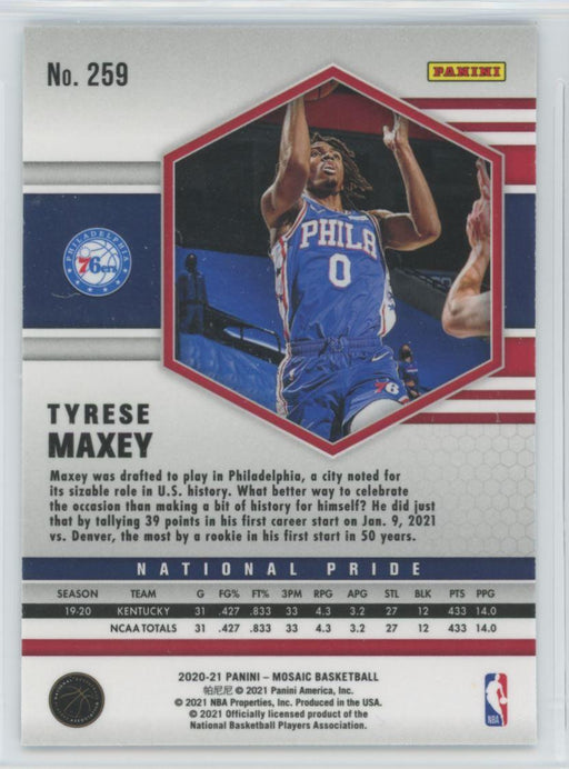 2020 Panini Mosaic Basketball # 259 Tyrese Maxey Philadelphia 76ers - Collectible Craze America