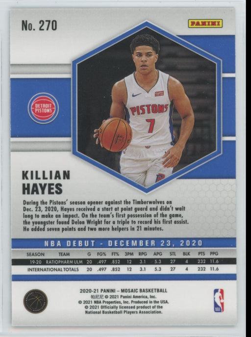 2020 Panini Mosaic Basketball # 270 Killian Hayes RC Detroit Pistons - Collectible Craze America