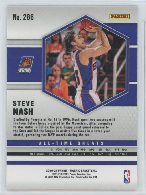 2020 Panini Mosaic Basketball # 286 Steve Nash Phoenix Suns - Collectible Craze America