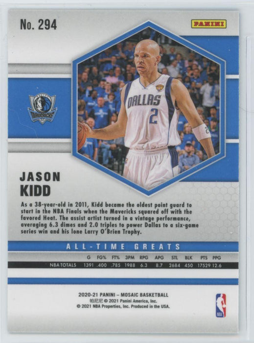 2020 Panini Mosaic Basketball # 294 Jason Kidd Dallas Mavericks - Collectible Craze America