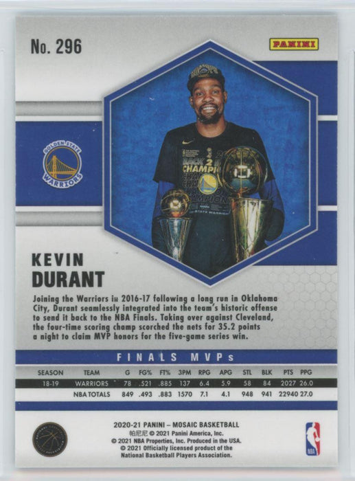 2020 Panini Mosaic Basketball # 296 Kevin Durant Golden State Warriors - Collectible Craze America