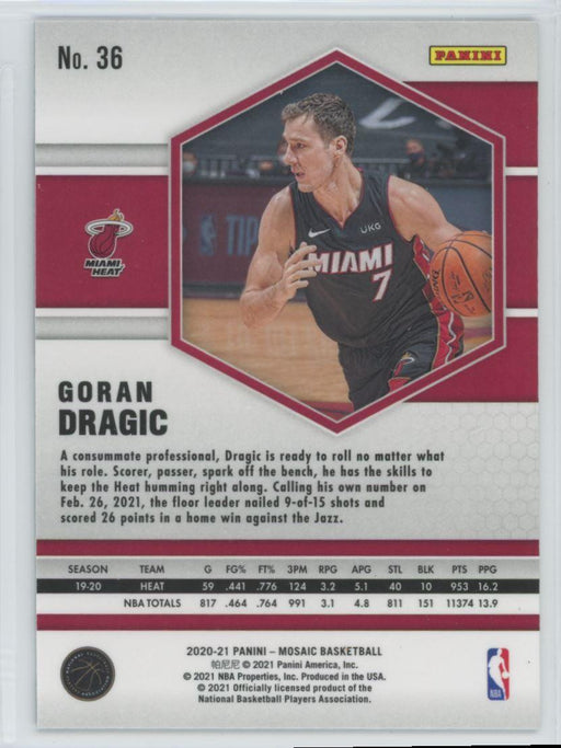 2020 Panini Mosaic Basketball # 36 Goran Dragic Miami Heat - Collectible Craze America