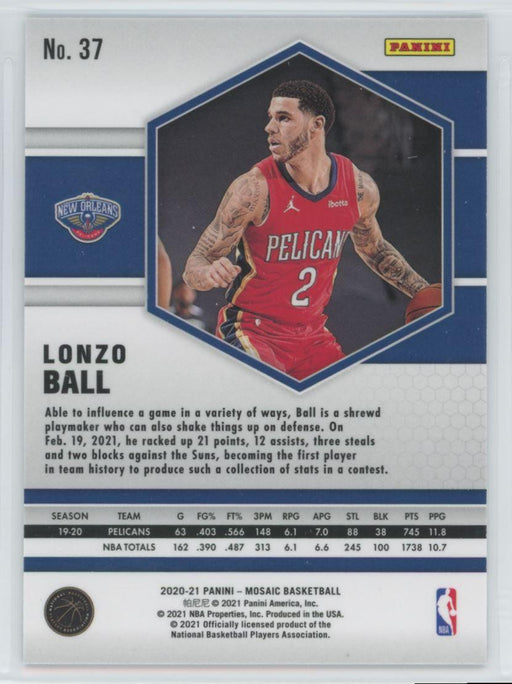 2020 Panini Mosaic Basketball # 37 Lonzo Ball New Orleans Pelicans - Collectible Craze America