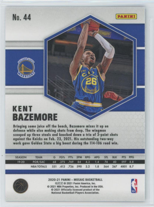 2020 Panini Mosaic Basketball # 44 Kent Bazemore Golden State Warriors - Collectible Craze America