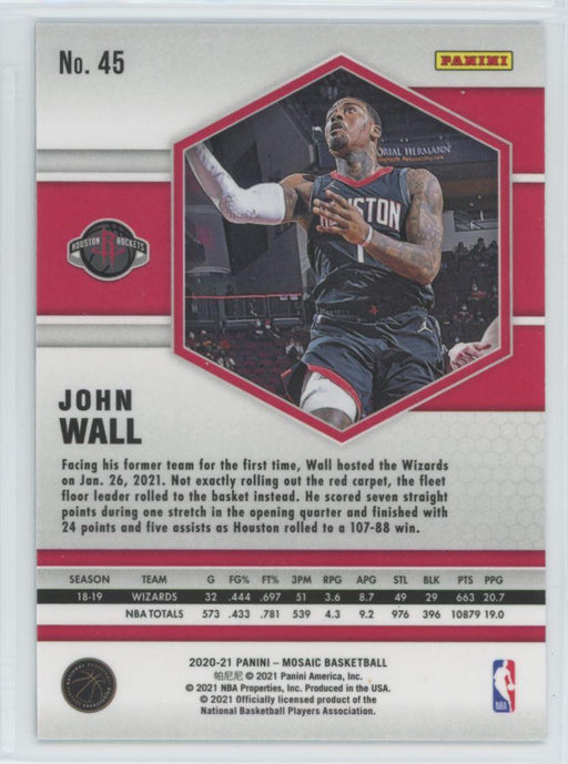 2020 Panini Mosaic Basketball # 45 John Wall Houston Rockets - Collectible Craze America