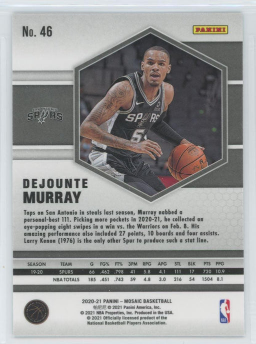 2020 Panini Mosaic Basketball # 46 Dejounte Murray San Antonio Spurs - Collectible Craze America