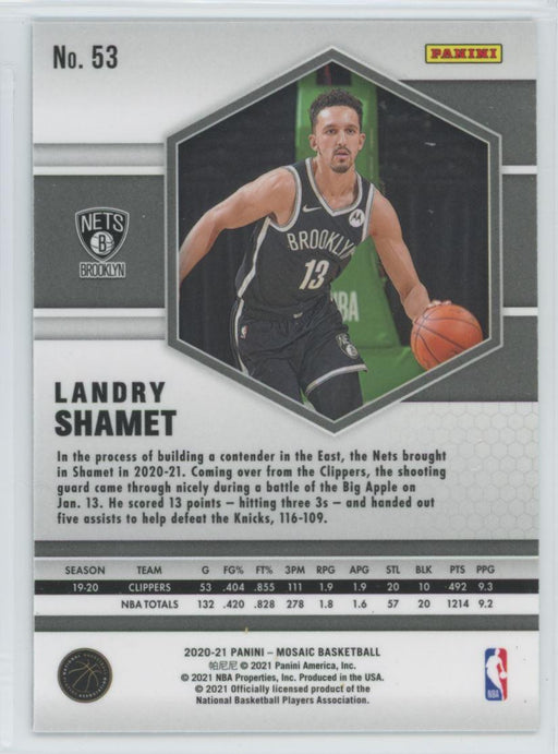 2020 Panini Mosaic Basketball # 53 Landry Shamet Brooklyn Nets - Collectible Craze America