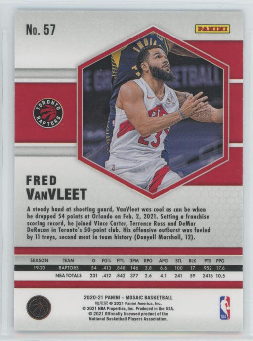 2020 Panini Mosaic Basketball # 57 Fred VanVleet Toronto Raptors - Collectible Craze America