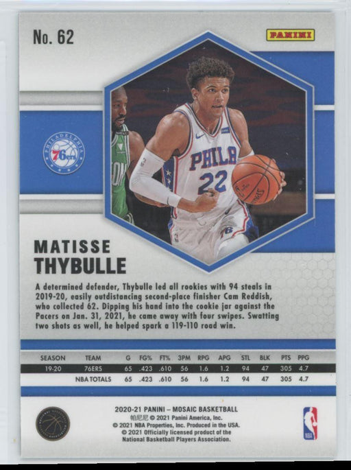 2020 Panini Mosaic Basketball # 62 Matisse Thybulle Philadelphia 76ers - Collectible Craze America