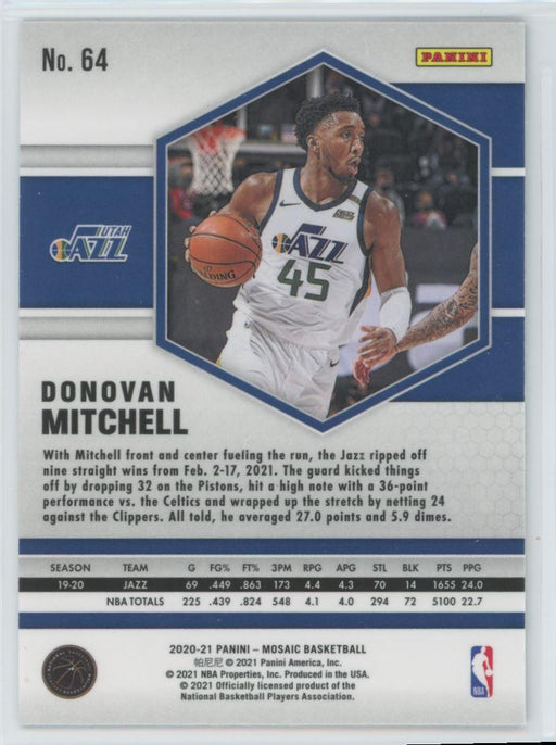 2020 Panini Mosaic Basketball # 64 Donovan Mitchell Utah Jazz - Collectible Craze America