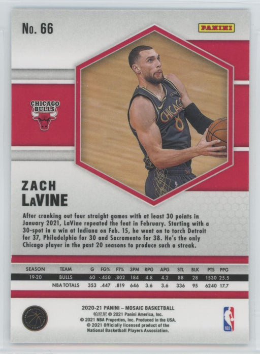 2020 Panini Mosaic Basketball # 66 Zach LaVine Chicago Bulls - Collectible Craze America