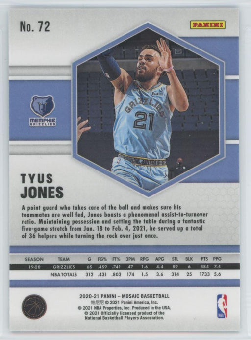 2020 Panini Mosaic Basketball # 72 Tyus Jones Memphis Grizzlies - Collectible Craze America