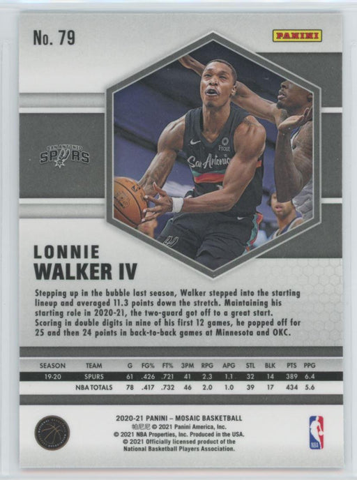 2020 Panini Mosaic Basketball # 79 Lonnie Walker IV San Antonio Spurs - Collectible Craze America