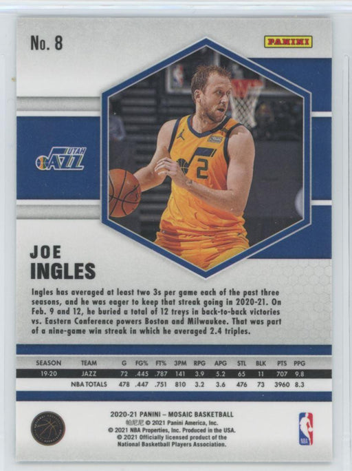 2020 Panini Mosaic Basketball # 8 Joe Ingles Utah Jazz - Collectible Craze America