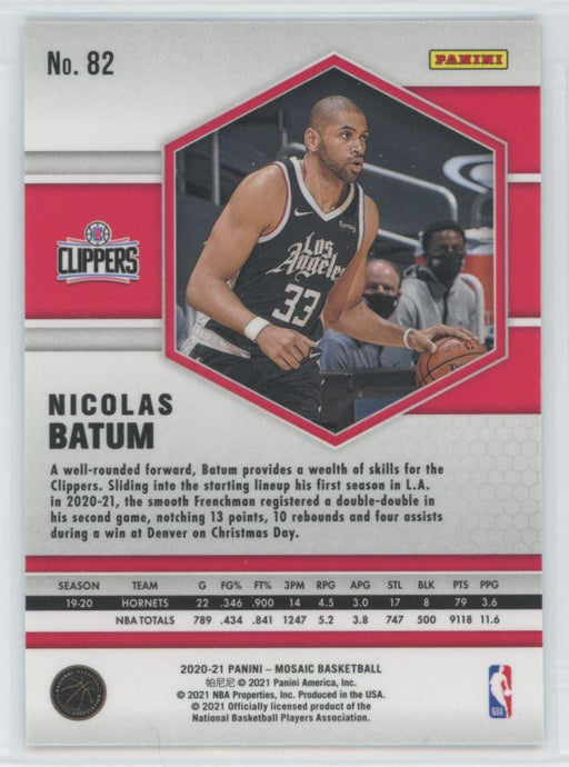 2020 Panini Mosaic Basketball # 82 Nicolas Batum Los Angeles Clippers - Collectible Craze America