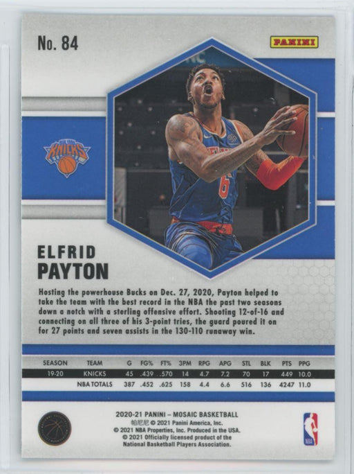 2020 Panini Mosaic Basketball # 84 Elfrid Payton New York Knicks - Collectible Craze America