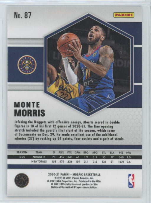 2020 Panini Mosaic Basketball # 87 Monte Morris Denver Nuggets - Collectible Craze America