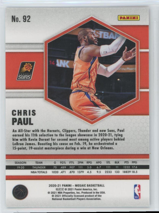 2020 Panini Mosaic Basketball # 92 Chris Paul Phoenix Suns - Collectible Craze America