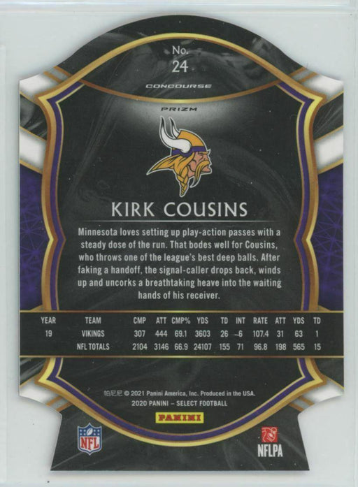 2020 Panini Select #24 Kirk Cousins Minnesota Vikings Red Prizm Die-Cut - Collectible Craze America