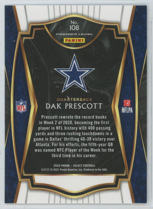 2020 Panini Select Football # 108 Dak Prescott Dallas Cowboys - Collectible Craze America