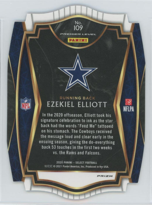 2020 Panini Select Football # 109 Ezekiel Elliott Purple Prizm Die-Cut Dallas Cowboys - Collectible Craze America