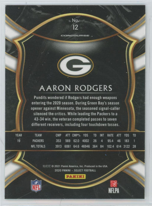 2020 Panini Select Football # 12 Aaron Rodgers Green Bay Packers - Collectible Craze America