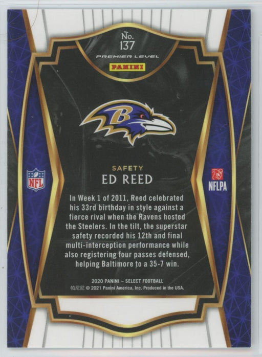 2020 Panini Select Football # 137 Ed Reed Baltimore Ravens - Collectible Craze America