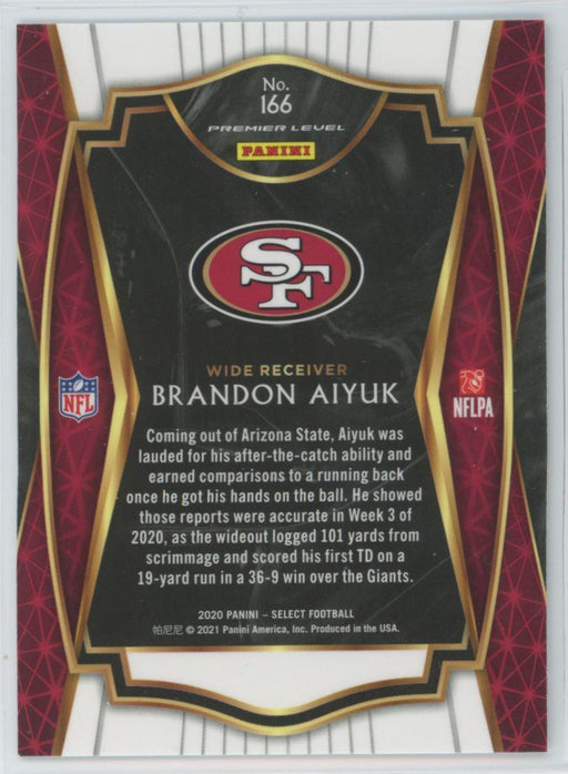 2020 Panini Select Football # 166 Brandon Aiyuk RC San Francisco 49ers - Collectible Craze America