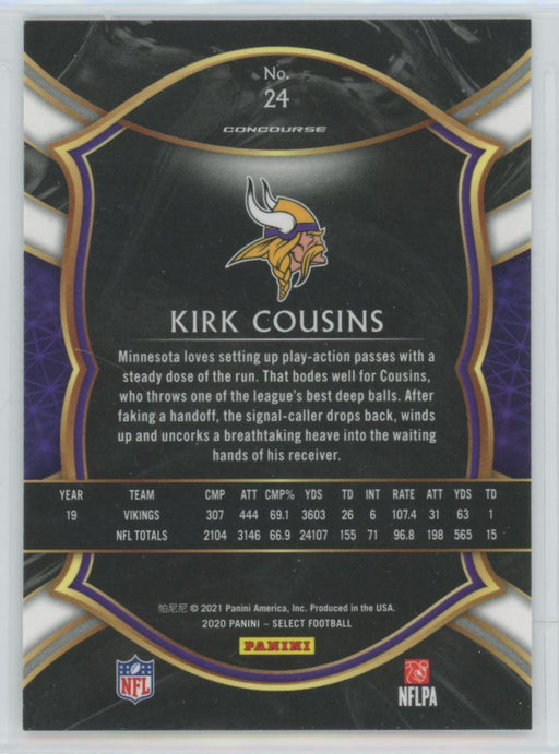 2020 Panini Select Football # 24 Kirk Cousins Minnesota Vikings - Collectible Craze America