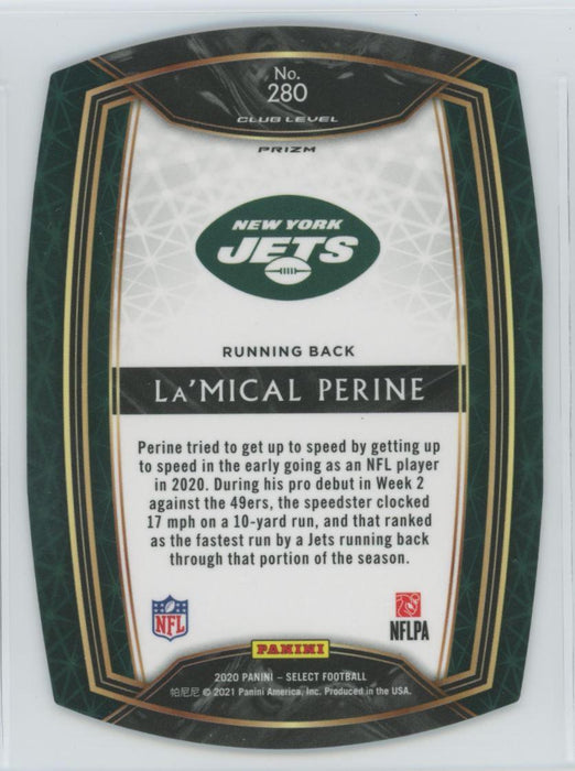 2020 Panini Select Football # 280 La'Mical Perine RC Purple Prizm Die-Cut New York Jets - Collectible Craze America