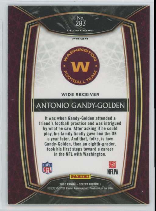 2020 Panini Select Football # 283 Antonio Gandy-Golden RC Silver Prizm Washington Football Team - Collectible Craze America