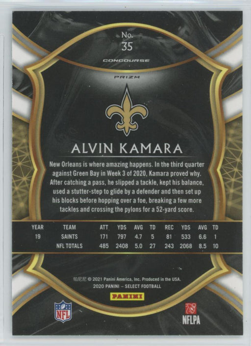 2020 Panini Select Football # 35 Alvin Kamara Silver Prizm New Orleans Saints - Collectible Craze America