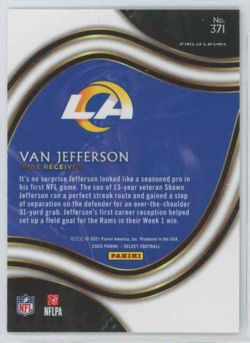 2020 Panini Select Football # 371 Van Jefferson RC Los Angeles Rams - Collectible Craze America