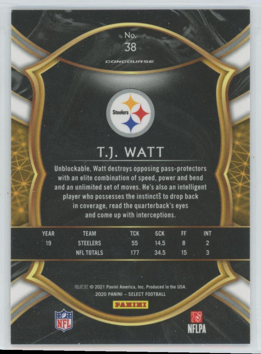 2020 Panini Select Football # 38 T.J. Watt Pittsburgh Steelers - Collectible Craze America