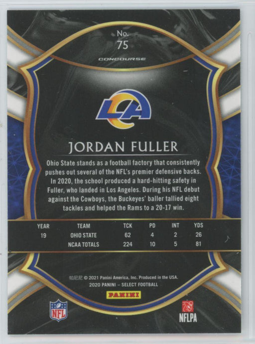 2020 Panini Select Football # 75 Jordan Fuller RC Los Angeles Rams - Collectible Craze America