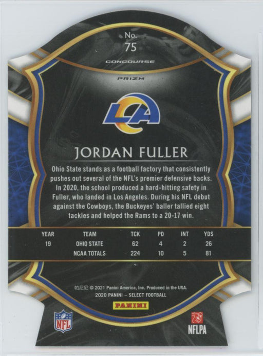 2020 Panini Select Football # 75 Jordan Fuller RC Purple Prizm Die-Cut Los Angeles Rams - Collectible Craze America