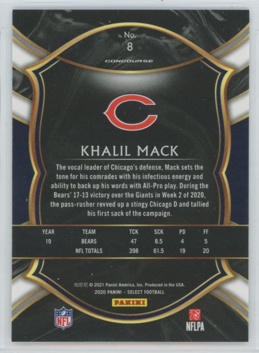 2020 Panini Select Football # 8 Khalil Mack Chicago Bears - Collectible Craze America
