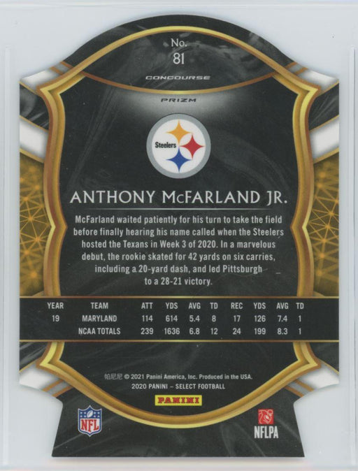 2020 Panini Select Football # 81 Anthony McFarland Jr. RC White Prizm Die-Cut Pittsburgh Steelers - Collectible Craze America