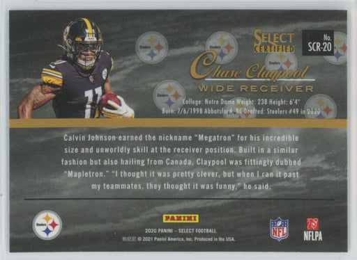 2020 Panini Select Football # SCR-20 Chase Claypool RC Pittsburgh Steelers - Collectible Craze America