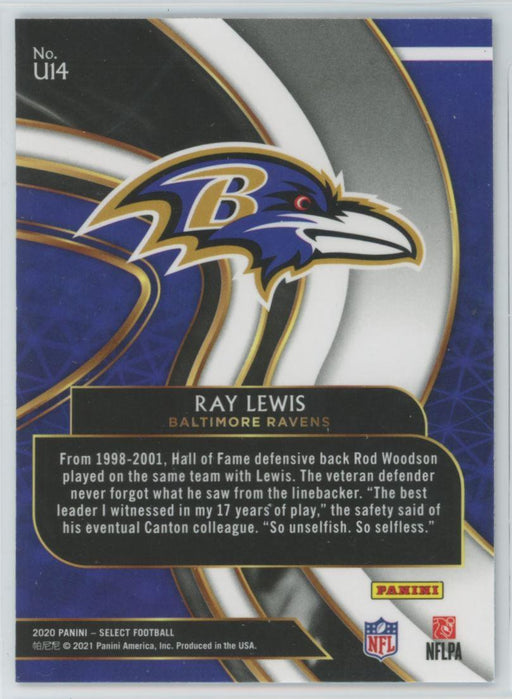 2020 Panini Select Football # U14 Ray Lewis Insert Baltimore Ravens - Collectible Craze America
