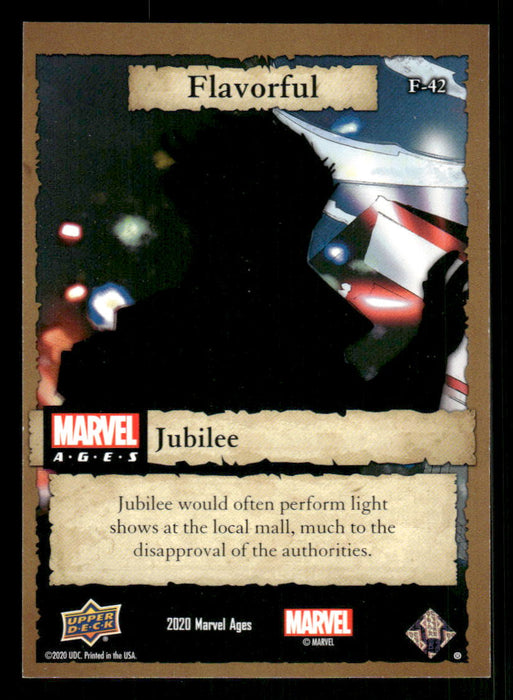 Jubilee 2020 Upper Deck Marvel Ages Flavorful Back of Card