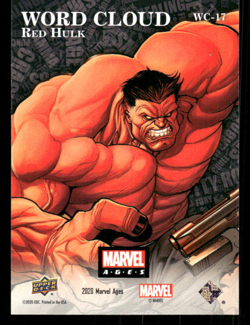 Red Hulk 2020 Upper Deck Marvel Ages Word Cloud Back of Card