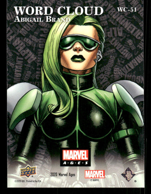 Abigail Brand 2020 Upper Deck Marvel Ages Word Cloud Back of Card